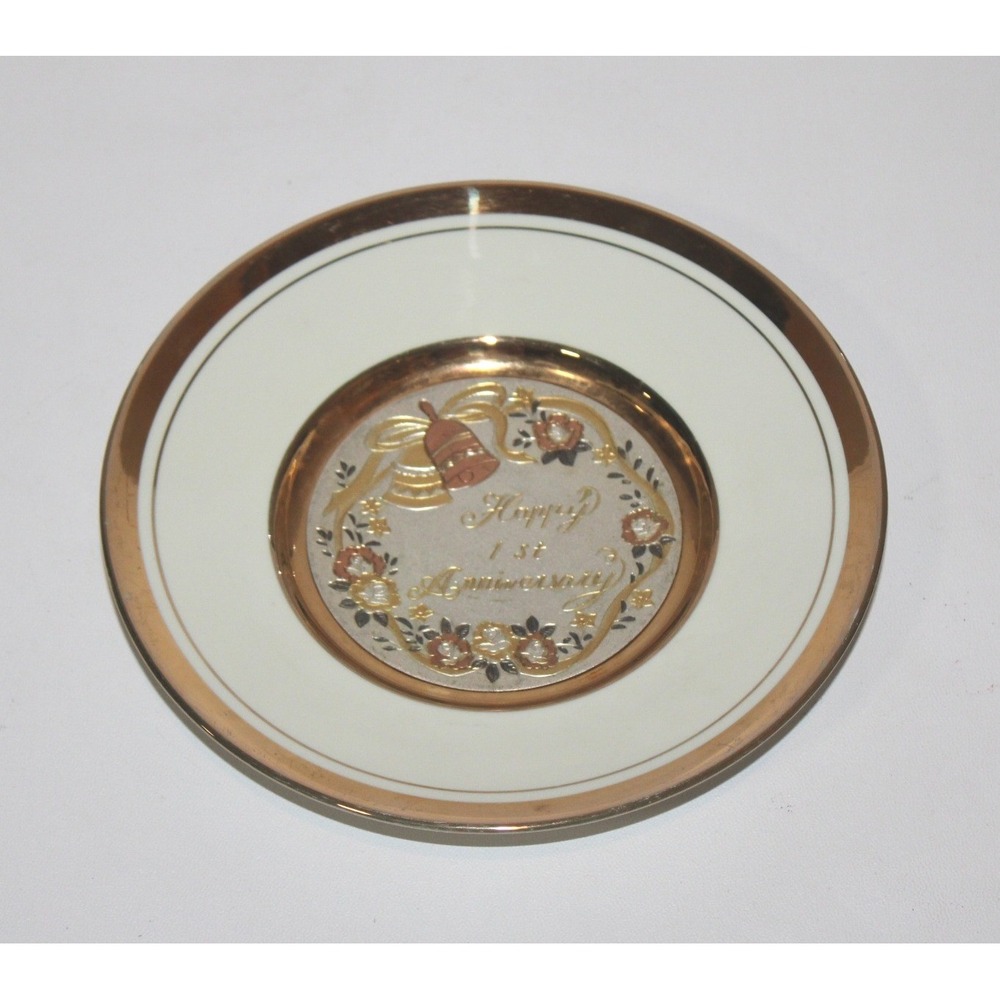 Dynasty Gallery Original 1st Anniversary Chokin Plate 24K gold trim Japan‎ decor